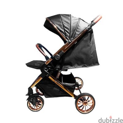 Adjustable Baby Stroller With Rose Gold Frame