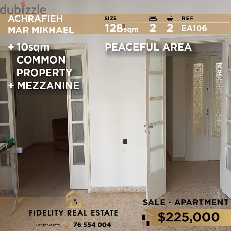 Apartment for sale in Achrafieh- Mar Mikhael EA106 شقة للبيع 0