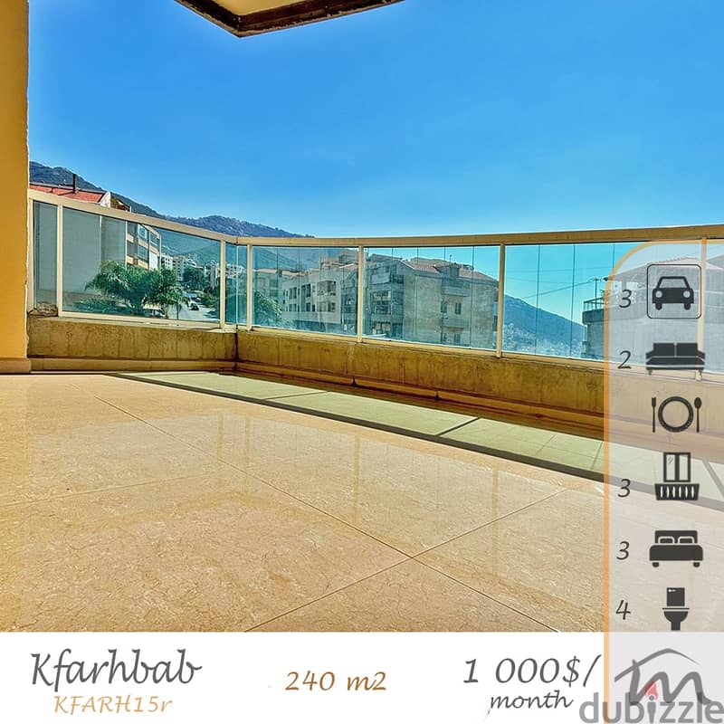 Kfarehbeb | Semi-Furnished 240m² | Terrace | 3 Balconies | 3 Parking 0