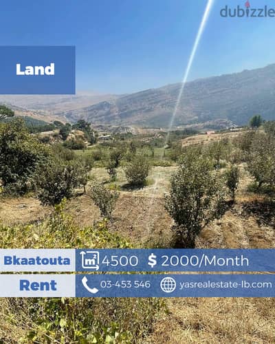 Bkaatouta 4500m2 | Rent |Residential Land | Coeff 30/60 | Calm Area|DA