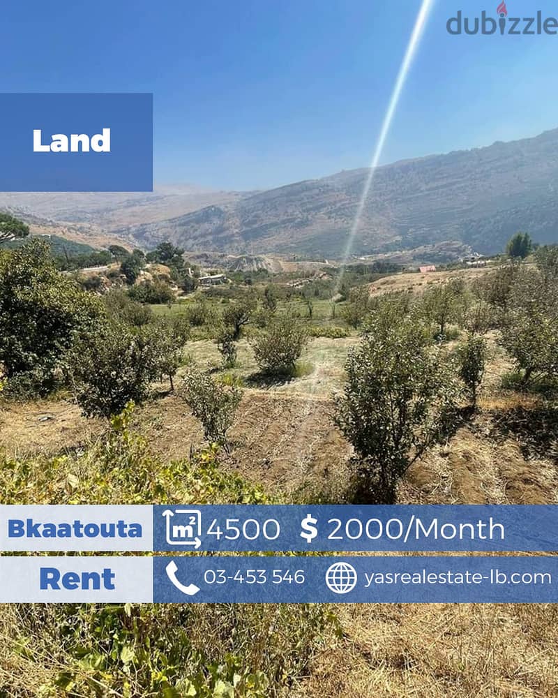 Bkaatouta 4500m2 | Rent |Residential Land | Coeff 30/60 | Calm Area|DA 0