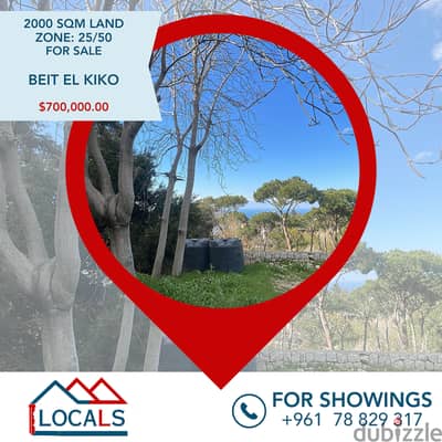 2000 SQM Land For Sale in Beit el Kiko