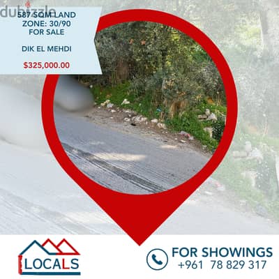 587 SQM Land For Sale in Dik el Mehdi