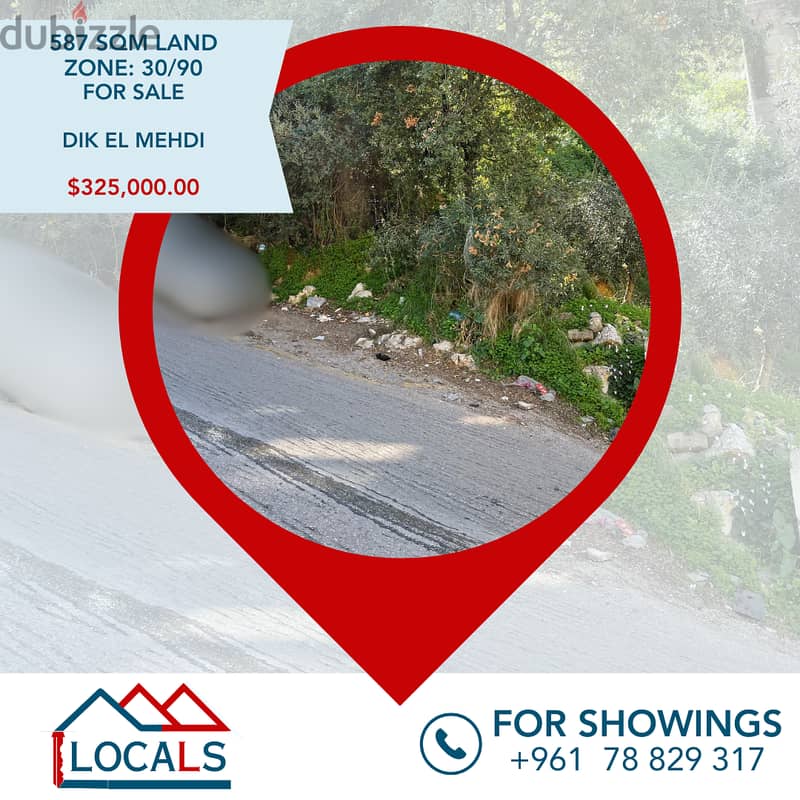 587 SQM Land For Sale in Dik el Mehdi 0