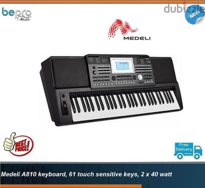 Medeli A810 arranger keyboard, 61 touch sensitive keys, 2 x 40 watt