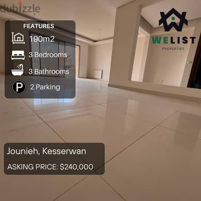 190sqm Apartment for sale in Jounieh   REF: MA25JSJ190240