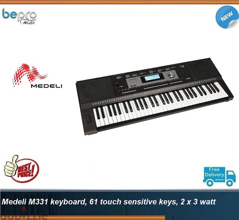 Medeli M331 keyboard, 61 touch sensitive keys, 2 x 3 watt 0