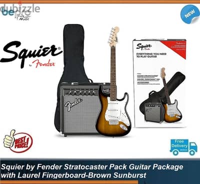 Squier by Fender Stratocaster bundle electric Guitar Package Sunburst