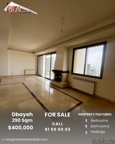 290 SQM Apartment for sale in Dbayeh REF#SN9007