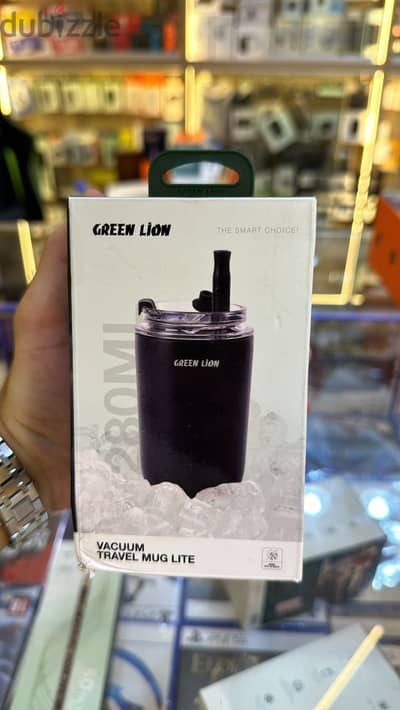 Green lion Vacuum travel mug lite black