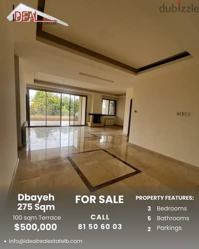 308 SQM Apartment with Terrace for sale in Dbayeh