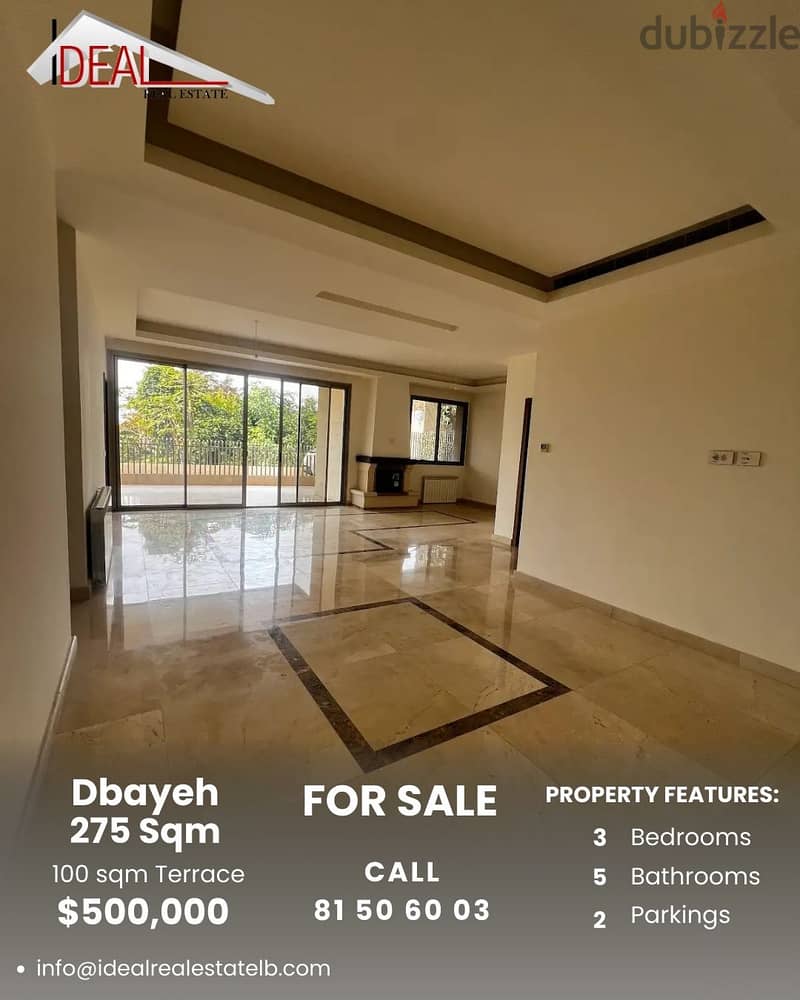 308 SQM Apartment with Terrace for sale in Dbayeh 0