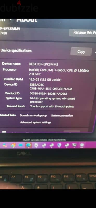 Dell i7 gen 8  touch (broken screen) 1