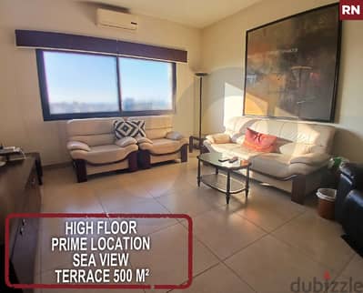 high floor, prime location, sea view, terrace- bouchriyeh REF#RN118738