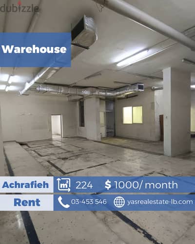 Achrafieh 224m2 | 20m2 Mezzanine | Warehouse | Rent | Accessible|AA/BA