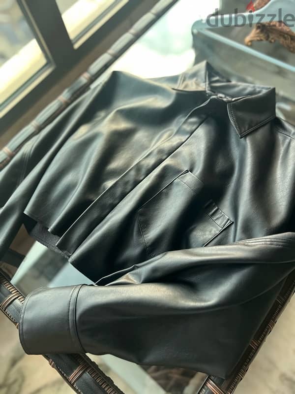 zara leather shirt black 3