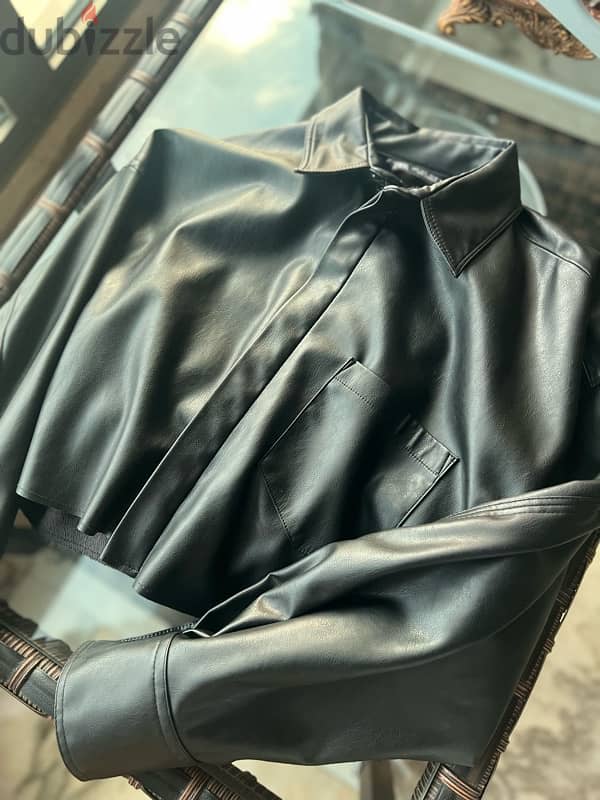 zara leather shirt black 4