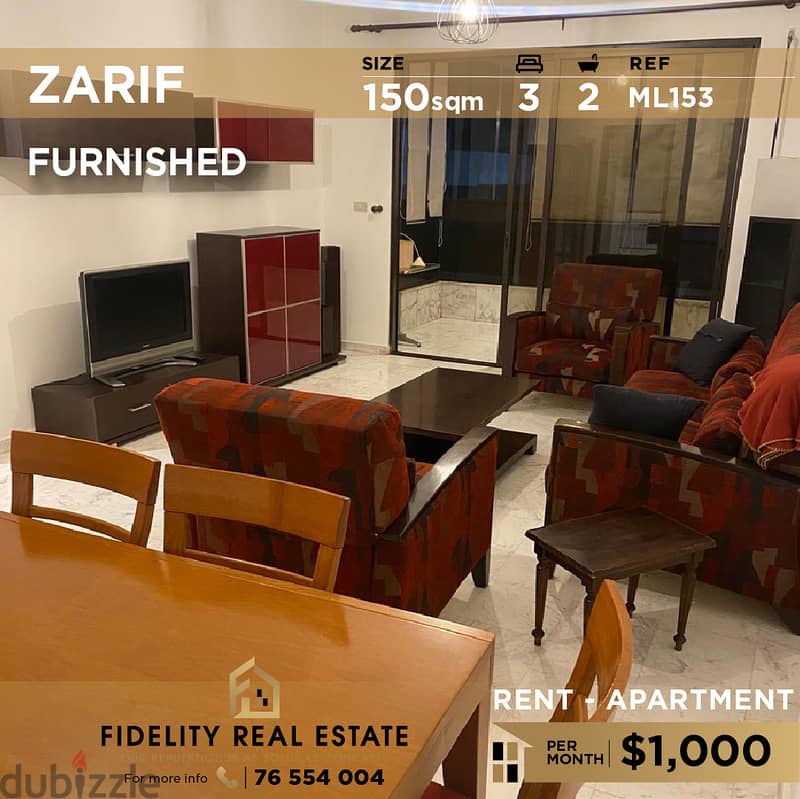 Apartment for rent in Zarif ML153 شقة مفروشة للإيجار  في ظريف 0