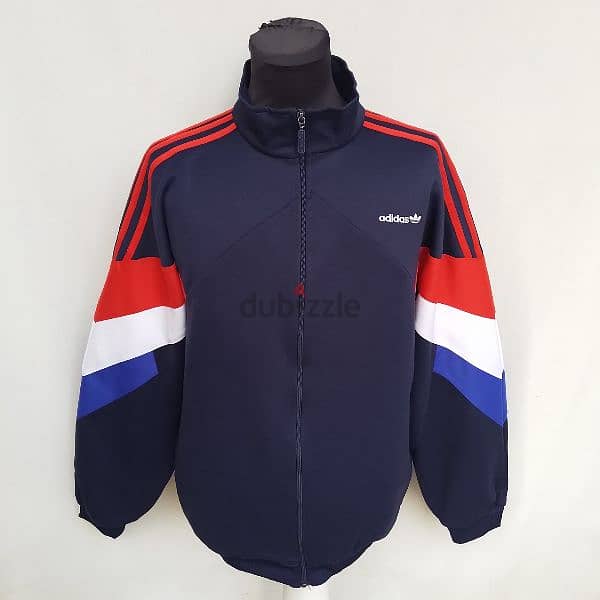 Original "Adidas" Vintage 90s Dark Navy Track Top Jacket Size Men L/XL 0