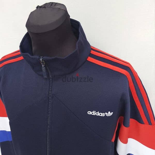 Original "Adidas" Vintage 90s Dark Navy Track Top Jacket Size Men L/XL 2