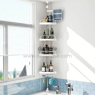 Adjustable Shower Corner Rack w/ 4 Shelves & Towel Holder