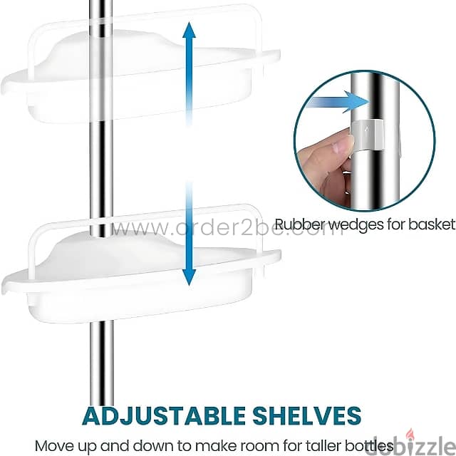 Adjustable Shower Corner Rack w/ 4 Shelves & Towel Holder 9