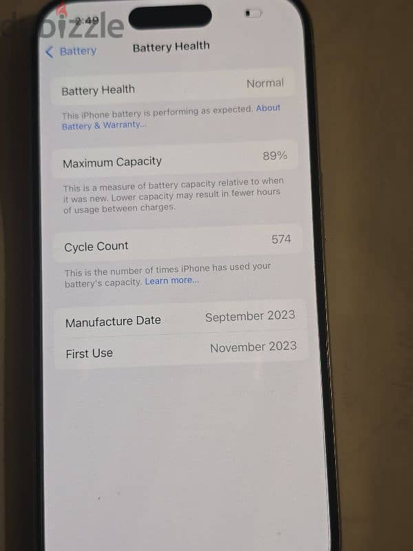 IPHONE 15 PRO 128GB ESIM LIKE NEW 89% battery 3