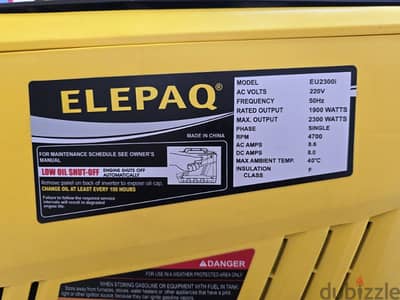 ELEPAQ Inverter Gasoline generator 2300W/9.5amps