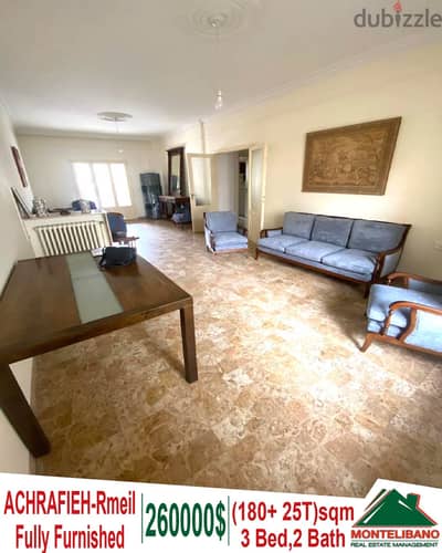 Fully Furnished 180 sqm apartment in Achrafieh - Rmeil + 25sqm terrace