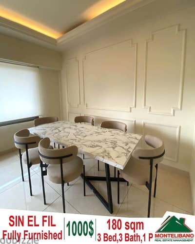 Prime Location Fully Furnished 180sqm Apartment for rent in Sin El Fil