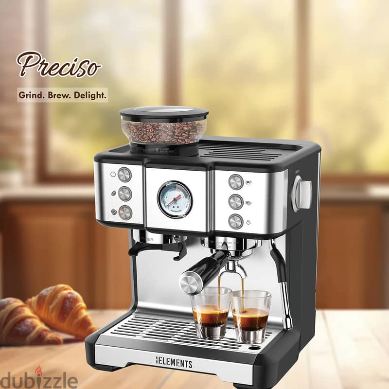 German Espresso KB Elements Preciso Coffee Machine With Grinder 0