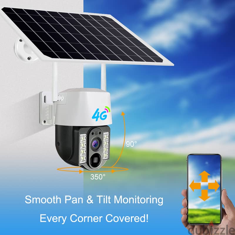 5MP Outdoor Solar 4G SIM Card P2P PTZ IP Camera - كاميرا طاقة شمسية 4