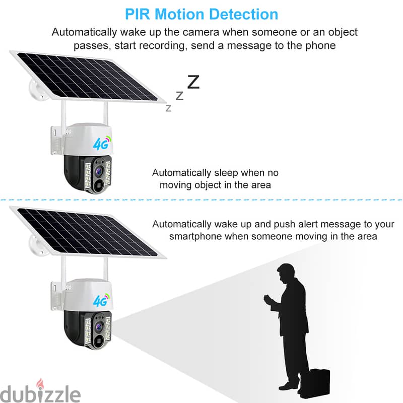 5MP Outdoor Solar 4G SIM Card P2P PTZ IP Camera - كاميرا طاقة شمسية 5