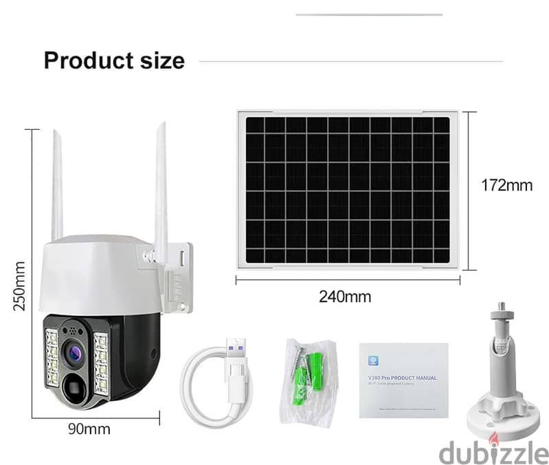 5MP Outdoor Solar 4G SIM Card P2P PTZ IP Camera - كاميرا طاقة شمسية 7