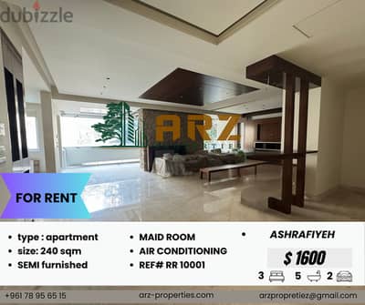 240 sqm apartment for rent in achrafeih karm al zaytoun