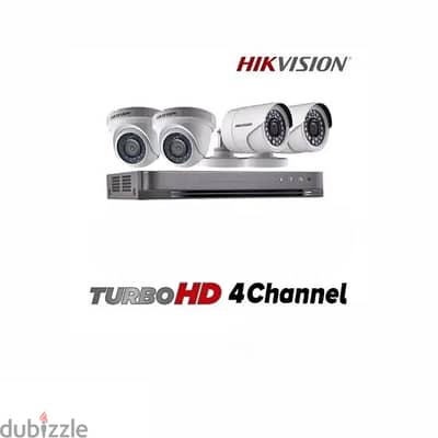 Hikvision 4 Camera + Xvr 4 Channels - كاميرات مراقبة