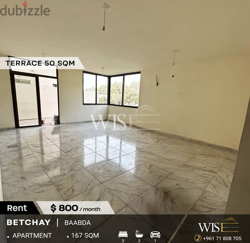  167 SQM apartment for RENT in Betchay-Baabda! 0