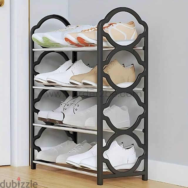 Modern Shoe Rack w/ 4 Steel Shelves for Hallways & Closets 1