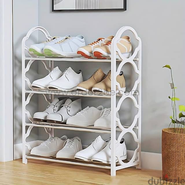 Modern Shoe Rack w/ 4 Steel Shelves for Hallways & Closets 5