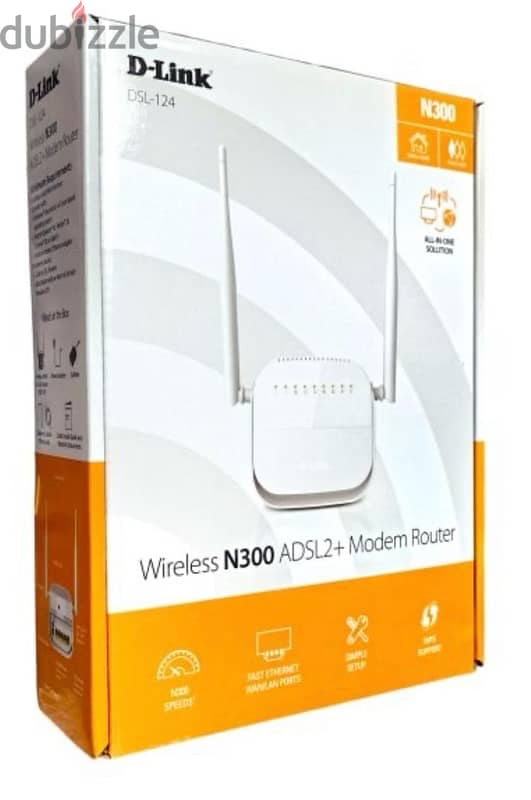 D-Link DSL-124/RE Wireless N300 ADSL2+Modem Router High-Speed Internet 0