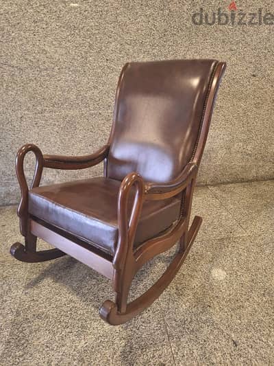 كرسي هزاز جلد طبيعي انجليزي مميزة ناعمة rocking chair