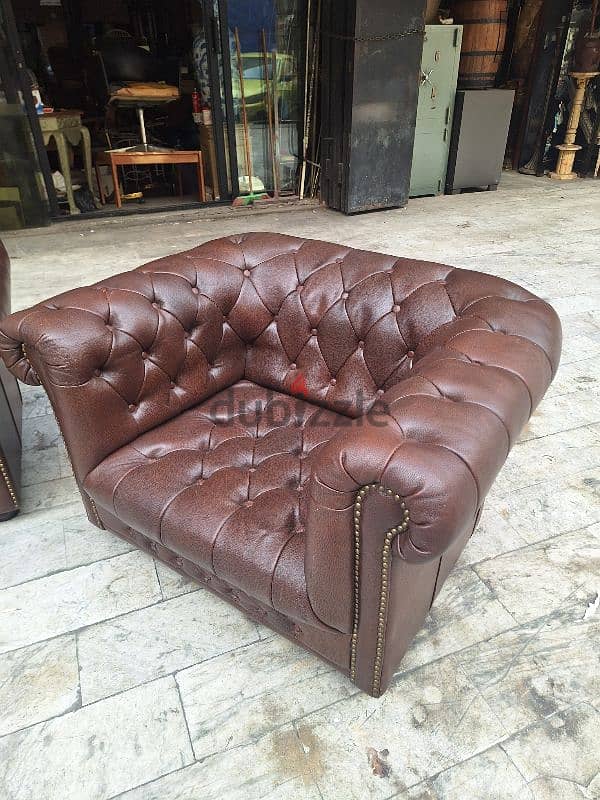 salon two pieces of chesterfield genuine leather buffalo original 2