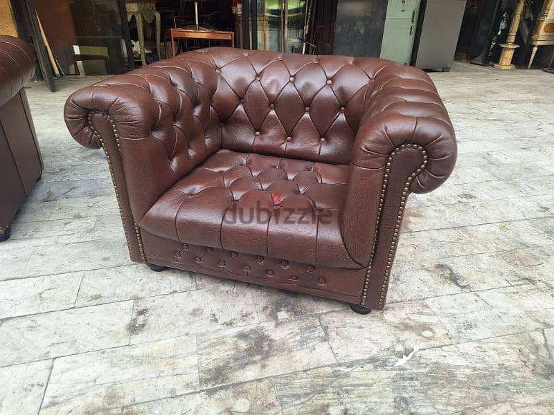 salon two pieces of chesterfield genuine leather buffalo original 6