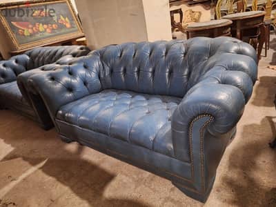 chesterfield sofa two seaters genuine leather buffalo original