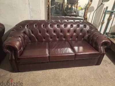 chesterfield three seaters genuine leather sofa original England