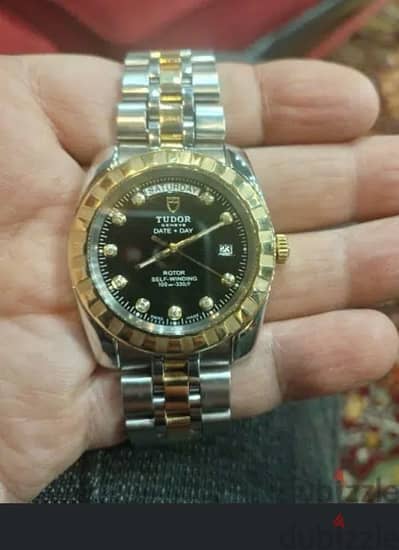 tudor date-day 18k and diamond and  steel very clean automatic