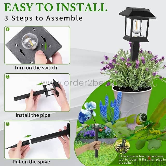 Solar Garden Pathway Lights – 2-Piece Set w/ Sensor, Easy Install 8