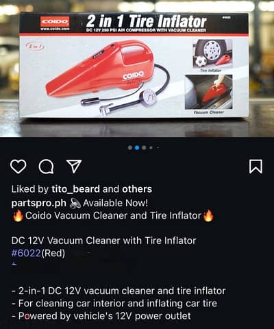 2 in1 tire inflator and vacuum cleaner