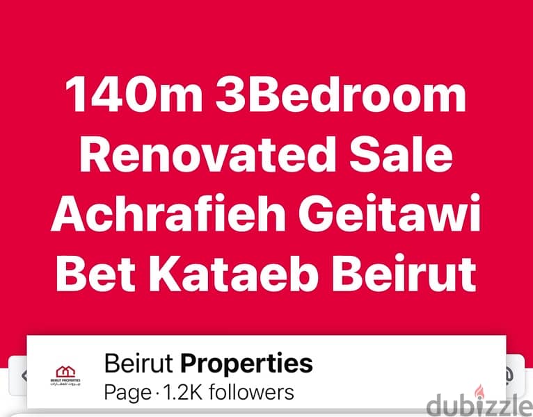 140m 3Bedroom Renovated Sale Achrafieh Geitawi Bet Kataeb Beirut 0