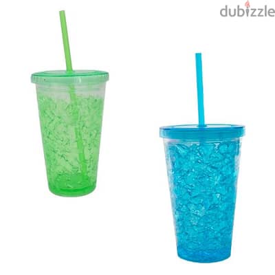 Plastic Straw Cup With Gel Layers For Kids